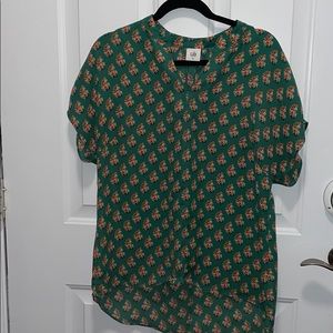 CAbi Green and Orange Floral Blouse
